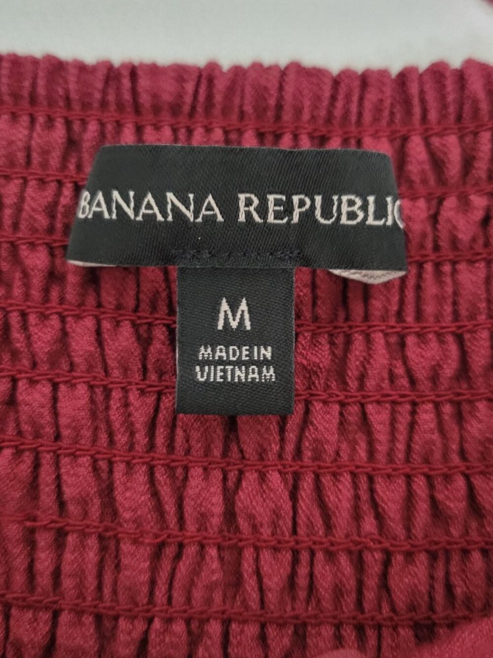 Banana Republic Boho Hippie Prairie Euro Maroon Crepe Twisted Bodice Maxi Dress - Picture 10 of 16